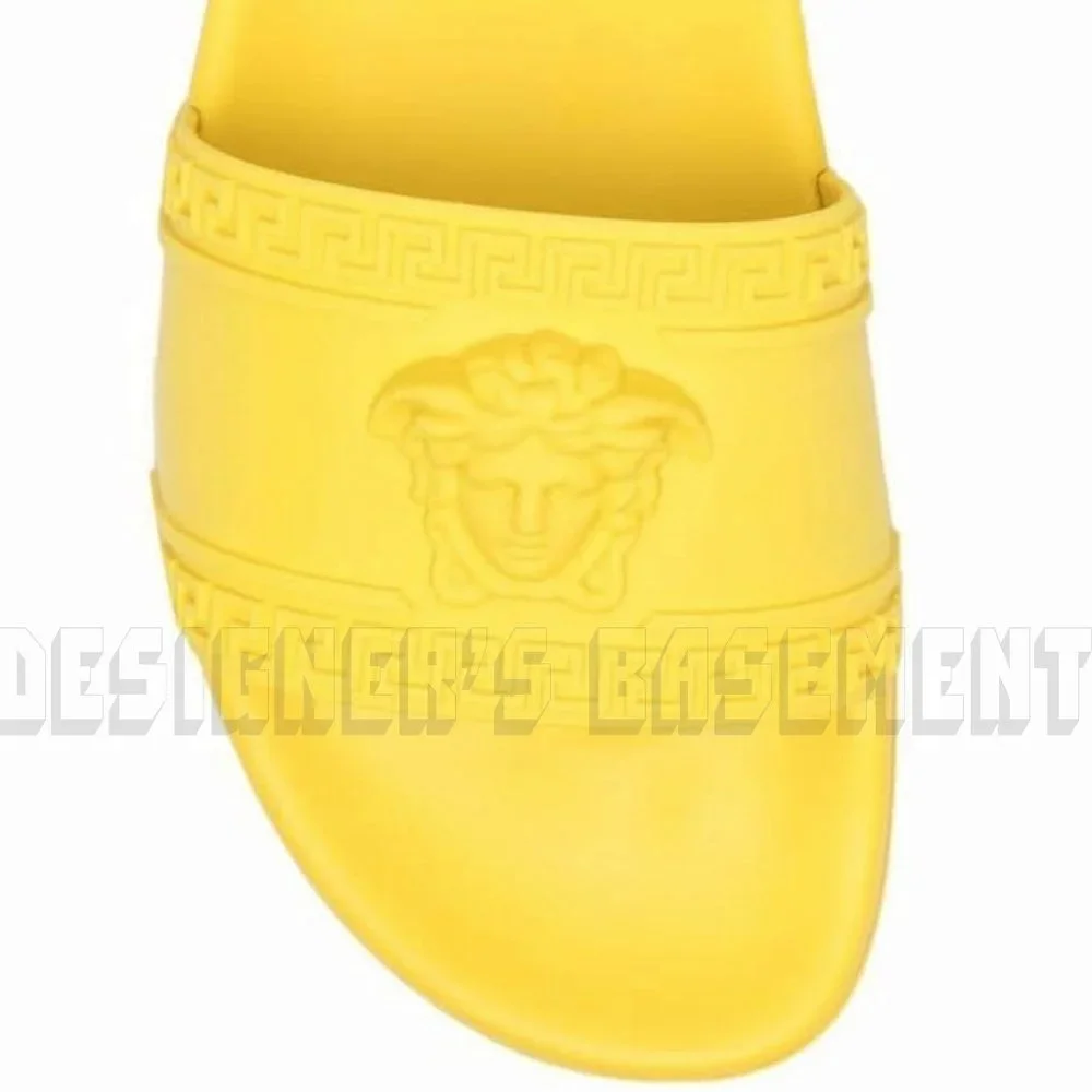 VERSACE mens 47EU - 14US sun yellow CARDINAL Medusa head FLIP-FLOP slide sandals - Picture 7 of 9